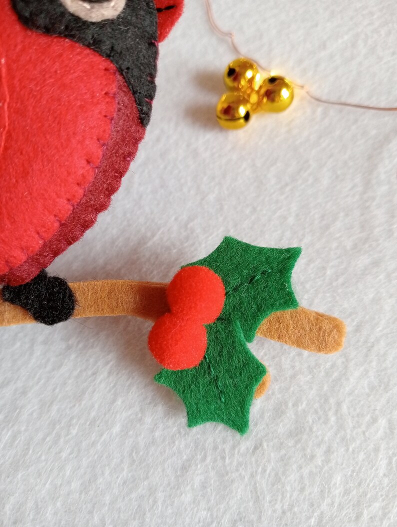 Felt cardinal ornament, cardinal ornament image 7