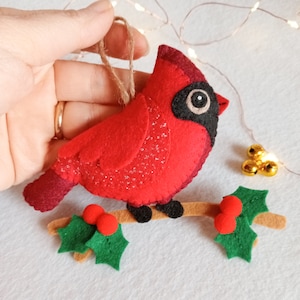 Felt cardinal ornament, cardinal ornament image 1