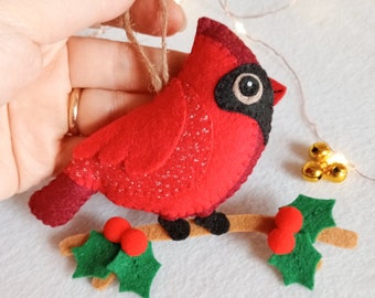 Felt cardinal ornament, cardinal ornament