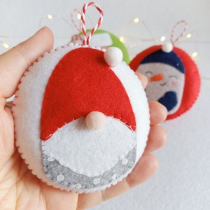 Felt ball ornaments, set ornament gnome