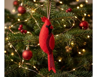 Kardinalvogel aus Filz, Weihnachtsdekoration