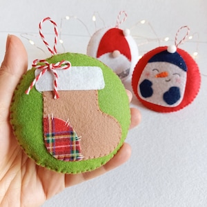 Felt ball ornaments, set ornament Christmas stocking