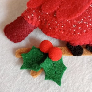 Felt cardinal ornament, cardinal ornament image 6