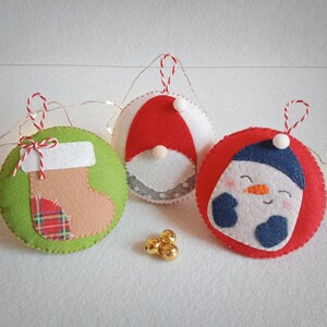 Felt ball ornaments, set ornament set 3 ornaments