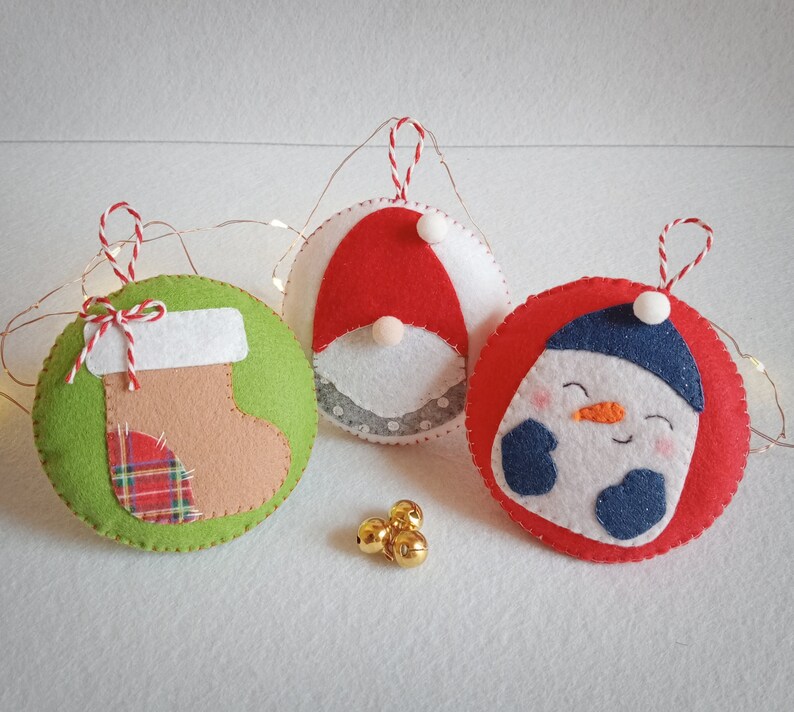 Felt ball ornaments, set ornament set 3 ornaments