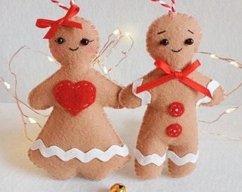 Gingerbread ornaments felt, Felt christmas ornaments, customizable