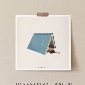 Impresión artística con ilustración minimalista para amantes de los libros, impresión con ilustración del estado de ánimo del fin de semana para los lectores de libros, decoración de pared para amantes de los libros, regalo para amantes de los libros, ratón de biblioteca