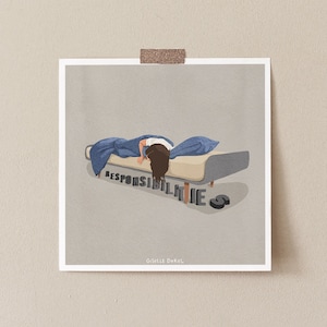 The Monsters Under My Bed, Funny Bedroom Illustration, Adulting Is Hard Funny Art Print, Humorous At Print, Sarcastic Art Print
