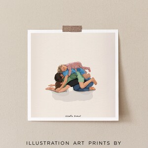 Ilustración divertida de yoga con niños, impresión artística divertida sobre las dificultades de la maternidad, arte divertido de yoga con poses de niños, ilustración sarcástica de yoga, yoga