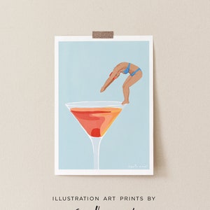 Hora del cóctel Ilustración divertida Impresión de arte, Arte de pared de cóctel divertido, Impresión de cóctel, Regalo de barra, Impresión de alcohol, Cartel de cóctel, Decoración de barra