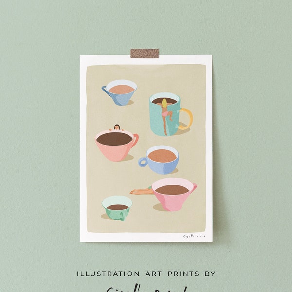 Funny Coffee Art Print, Coffee Cups Wall Art Print, Coffee Lover Gift, Funny Kitchen Print, Funny Coffee Art, Funny Kitchen Art