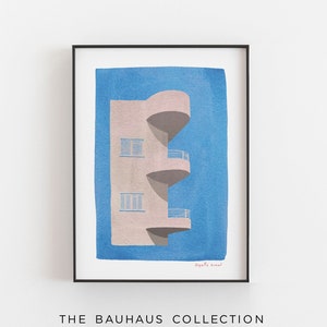 Architecture Print,  Illustrated Poster Art Print, Architecture Art, Travel Poster, Tel Aviv Bauhaus, Bauhaus Poster, Illustration Print