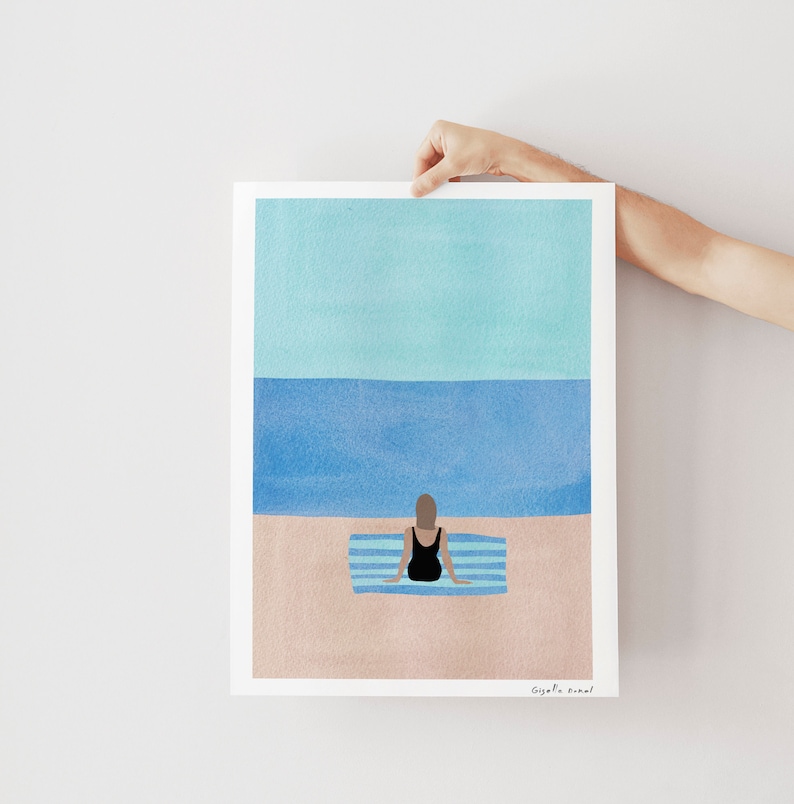 Minimal Summer Beach Art Print Summer Illustration Wall Art Etsy