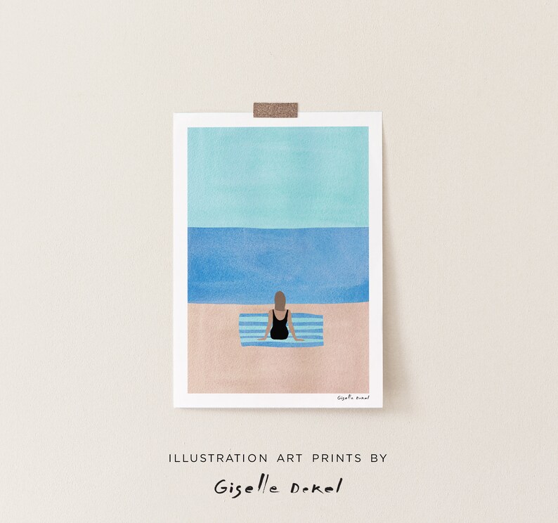 Minimal Summer Beach Art Print Summer Illustration Wall Art Etsy