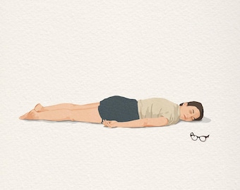 Monday Morning Mood, Not in the Mood Today Funny Illustration Art Print, Mood Wall Art Print, Laying on the Flow, Lazy Girl Art Print