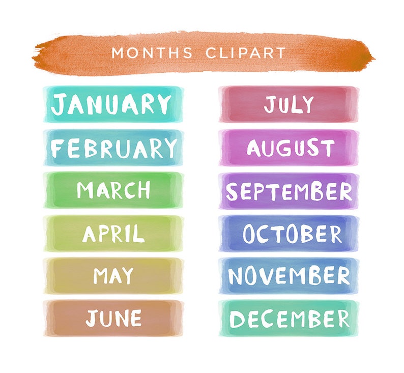 Months of the Year Clipart Planner Clipart Months Clipart Etsy