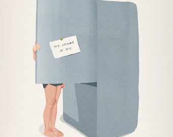Sarcastic Illustration Art Print, Funny Illustration Print, The Meaning Of Life Art Print, Blue Watercolor Funny Poster