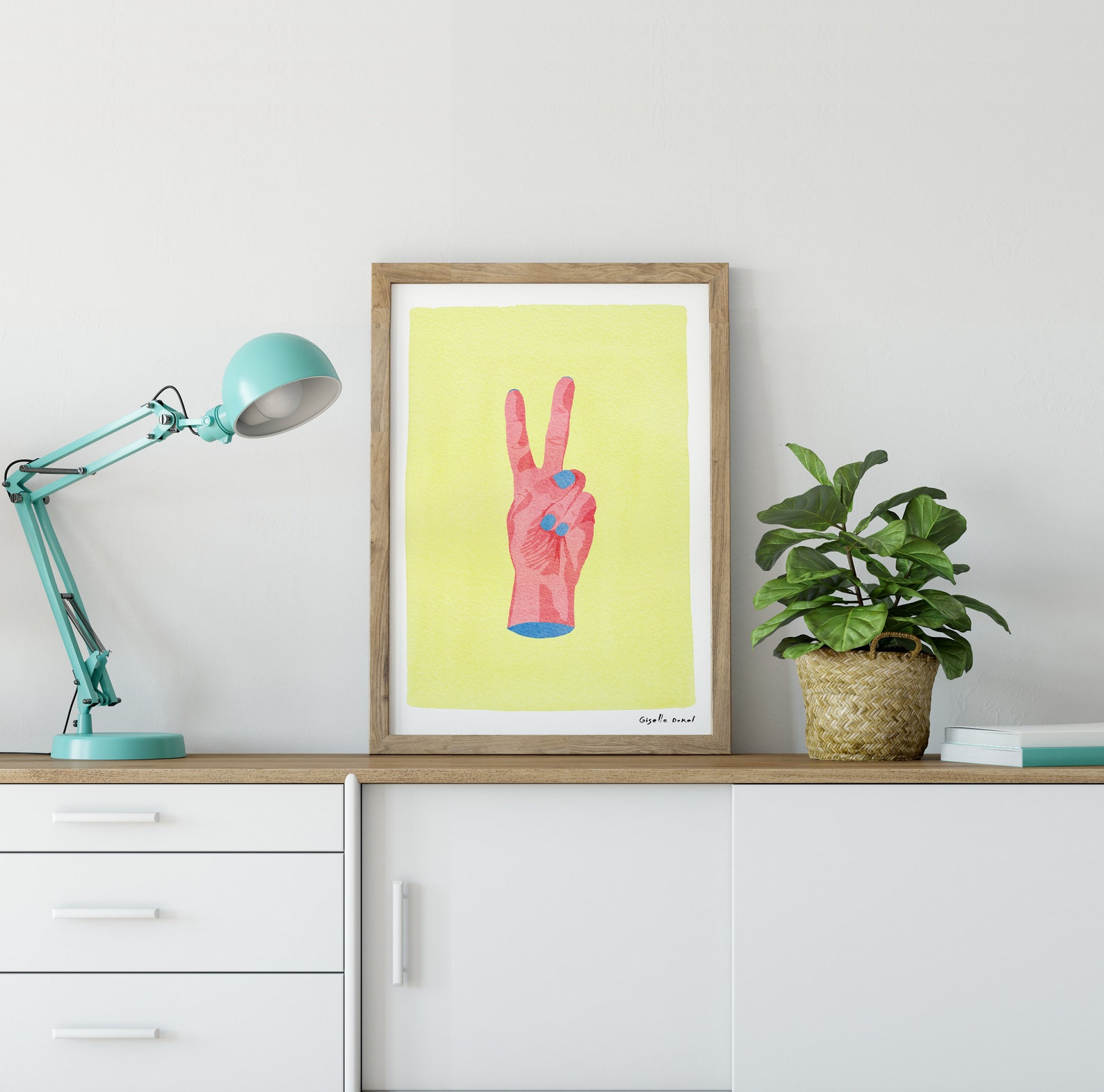 Peace Sign Wall Art Hand Gesture Print Peace Hand Sign Pink | Etsy