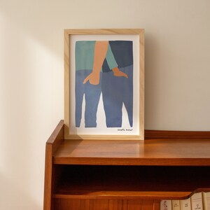 Grab and Squeeze, Lover's Illustration Art Print, Funny Romantic Wall Art, Lovers Illustration Art Poster, Romantic Poster image 2