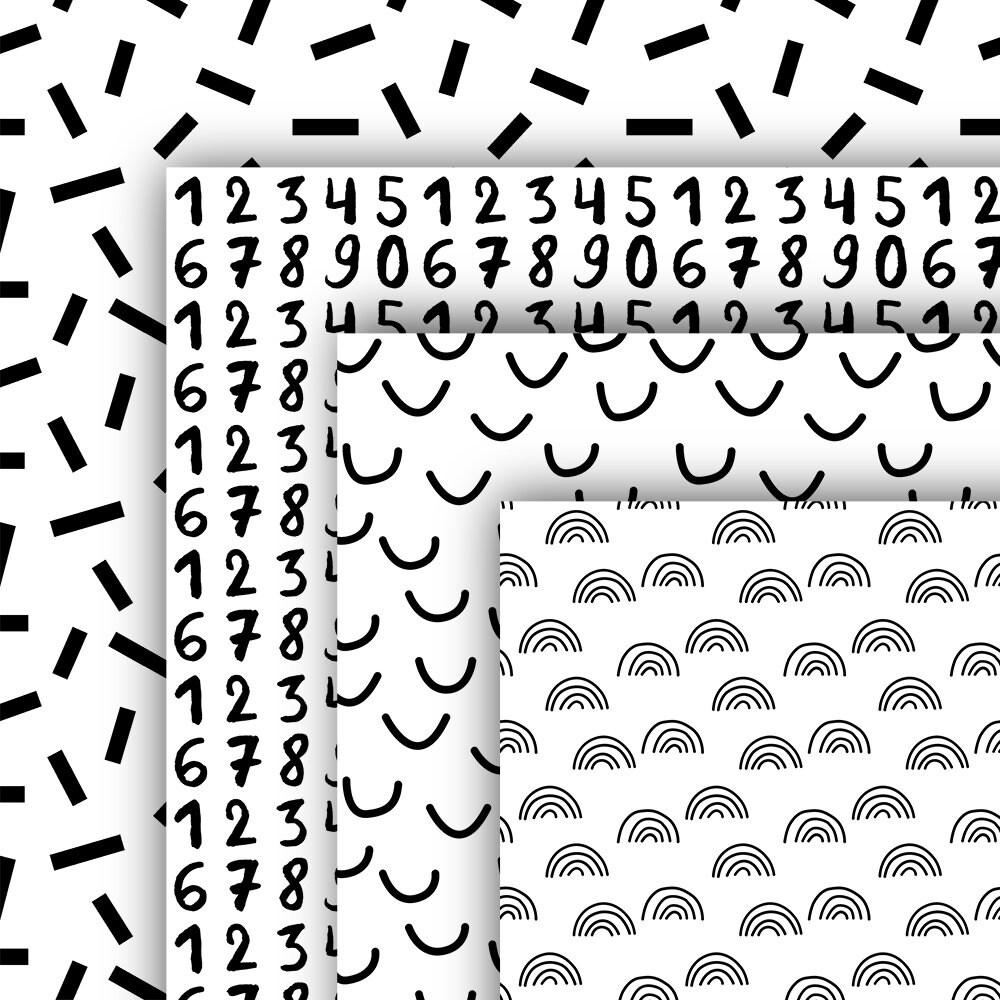 Black and White Digital Paper for Kids Digital Paper Pack | Etsy