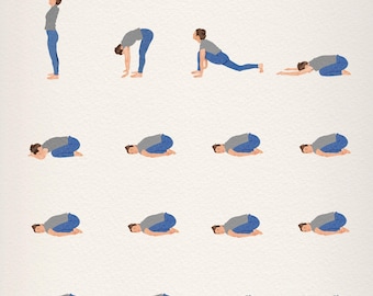 Funny Yoga Illustration Art Print, Meditation Room Decor
