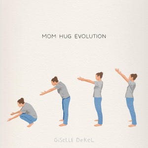 Mom Hug Evolution Art Print, Motherhood Illustration, Gift for Mom