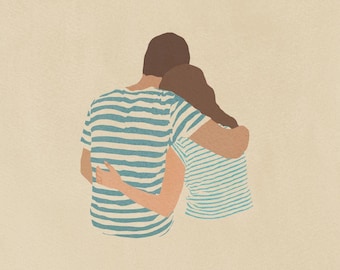 Couple Hugging Art Print, Romantic Home Decor