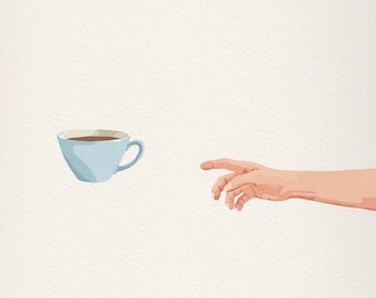 Come Here Coffee Art Print, Kitchen Decor