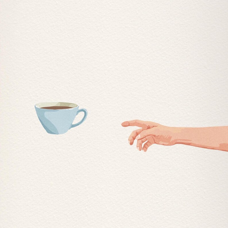 Impresión artística "Come aquí, café", decoración de cocina imagen 1