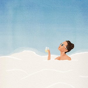 Bubblebath Illustration Art Print, Self-Care Bathroom Decor