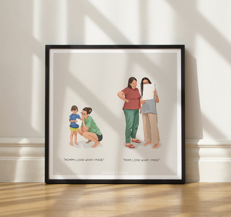 Mother and Daughter Art Print, Motherhood Illustration - Etsy