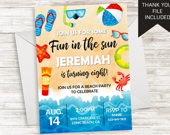 beach party invite etsy