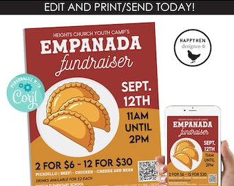 Empanada Fundraiser Flyer Template EDITABLE Announcement Printable Instant Download Digital 8.5x11