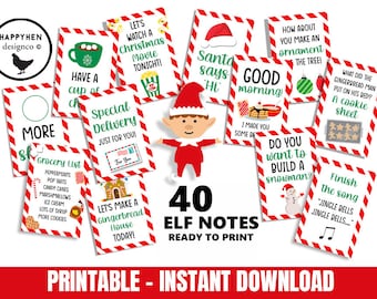 Elf Notes Printable Christmas Digital Instant Download 2x3 Small Size Note from Elves Quick Ideas Kids