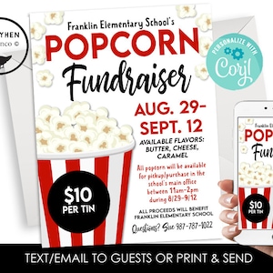 Editable Popcorn Fundraiser Flyer Template Sale Digital 8.5x11 Instant Download School Charity Work Church Event Family