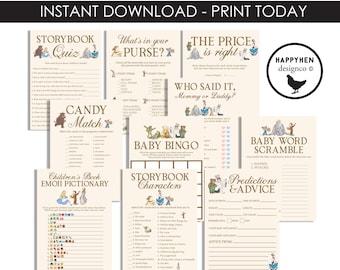 Storybook Baby Shower Games Digital Instant Download Printable Disneyland Sprinkle Party 5x7