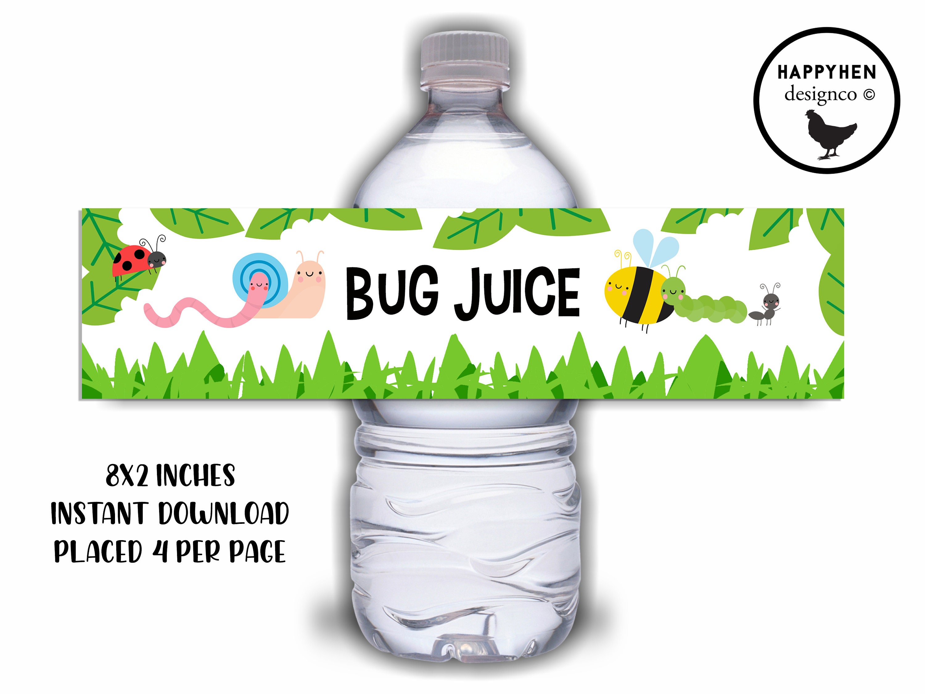 Bug Birthday Water Bottle Labels Printable Instant Download - Etsy UK