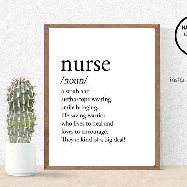 the report of the week merch Nurse Definition Printable 8x10 5x7 Print Instant Download Gifts Gift Wall Decor Art Appreciation