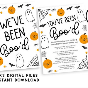 You&#39;ve Been Boo&#39;d afdrukbare set digitale 5 x 7 Halloween traktatie Ghost pompoen schattig Instant Download
