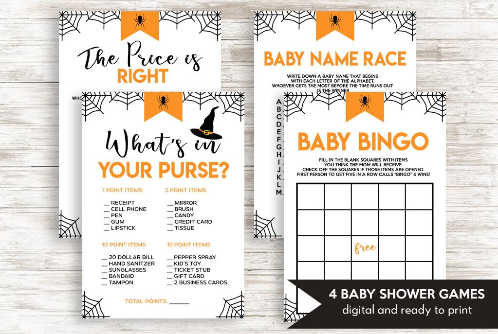 Halloween Baby Shower Games Bundle Digital 5x7 Instant | Etsy