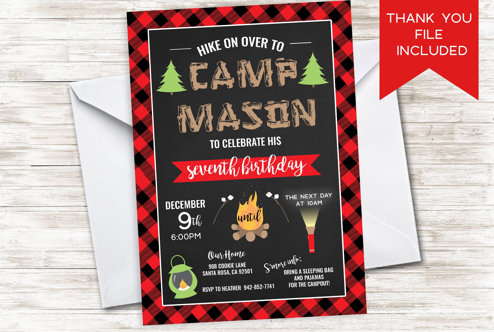 Campout Invitation Invite Camp Birthday Party Digitial 5x7 Etsy