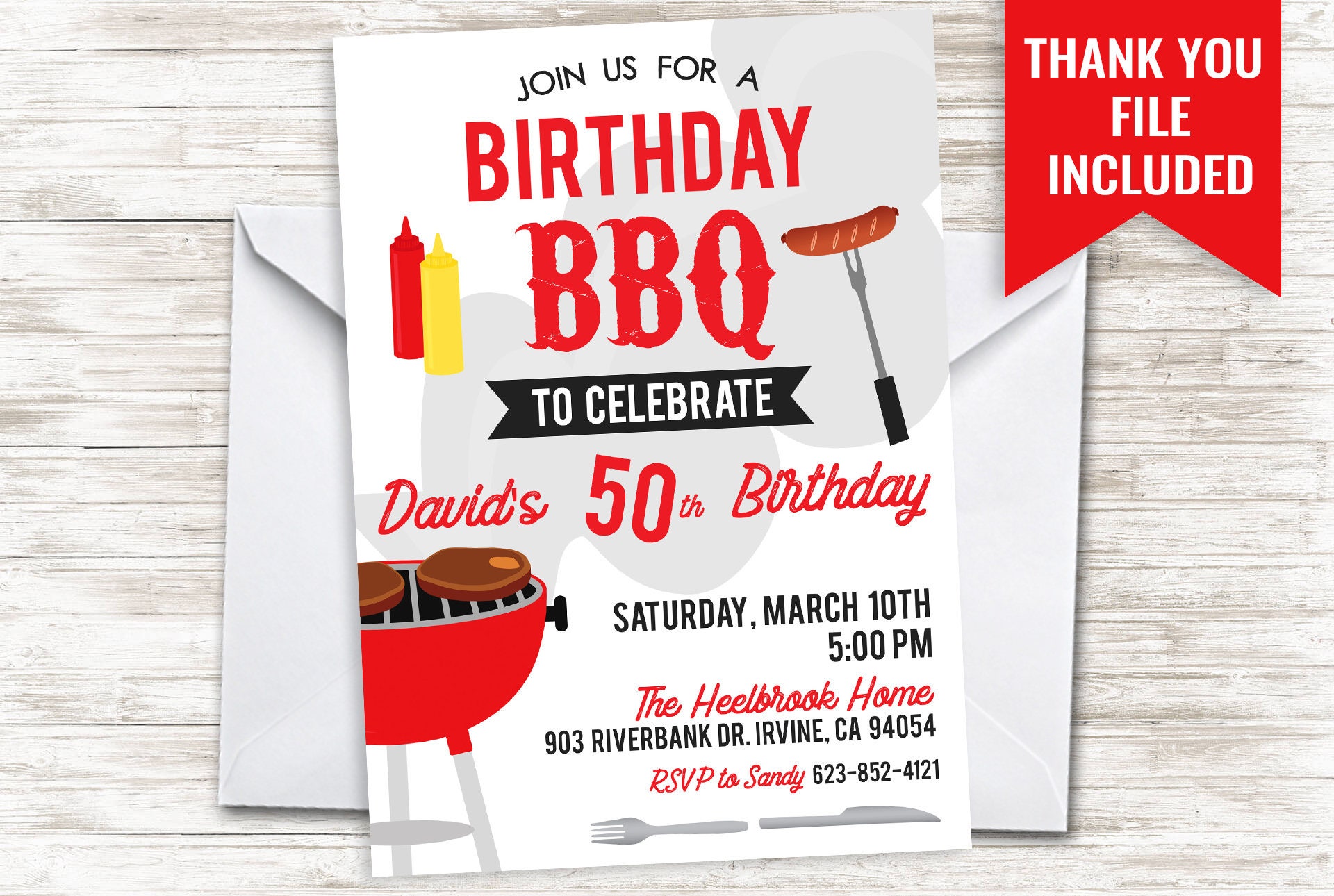 Birthday BBQ Invitation Invite Adult ANY AGE 50th 60th 70th  Etsy