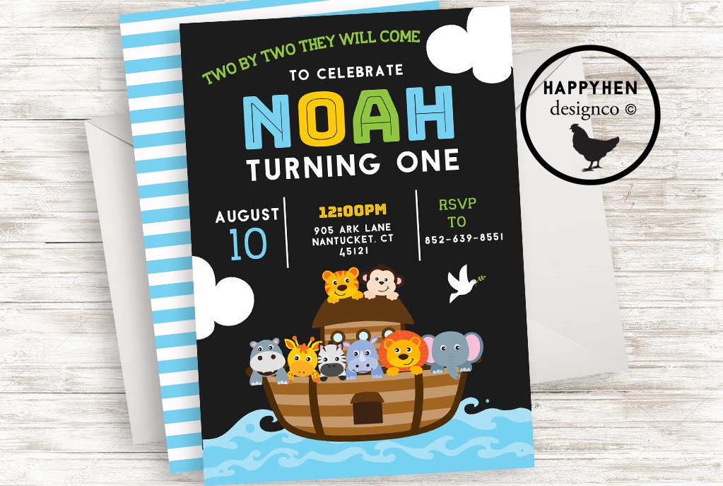 Noah S Ark Invite Invitation Digital 5x7 Kids Bible Story Etsy Finland
