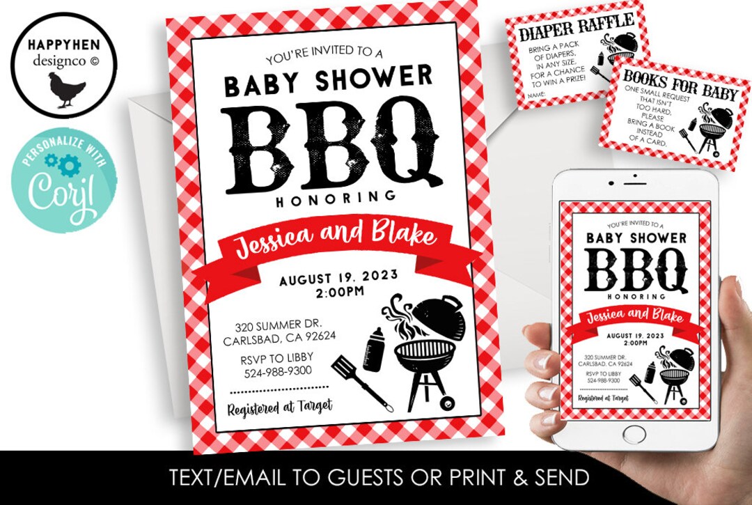 Editable BBQ Baby Shower Invitation Invite Digital 5x7 Instant Download ...