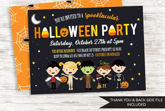 Kinder Halloween Party Einladung Laden Digital 7 X 5 Trick Etsy