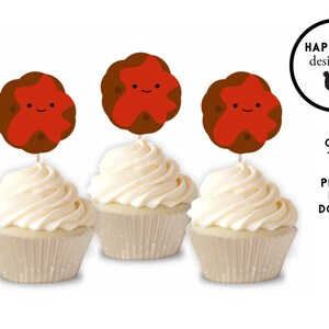 Toppers para cupcake de almôndegas, escolhas digitais de comida para aniversário, chá de bebê, download instantâneo para impressão