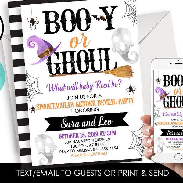 60PCS Halloween Gender Reveal Decorations, Booy Or Ghoul...
