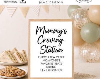 Mommy's Craving Station Print Sign Instant Download Baby Shower Decor Table Printable 8.5x11 8x10