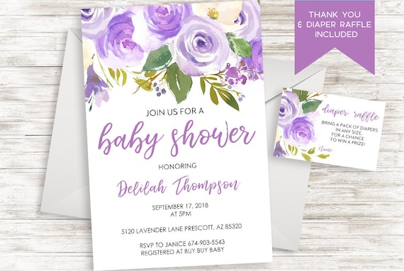 lavender baby shower invitations