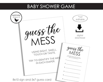Guess the Mess Baby Shower Game Digital Printable Instant Download Trending Modern Simple Sprinkle